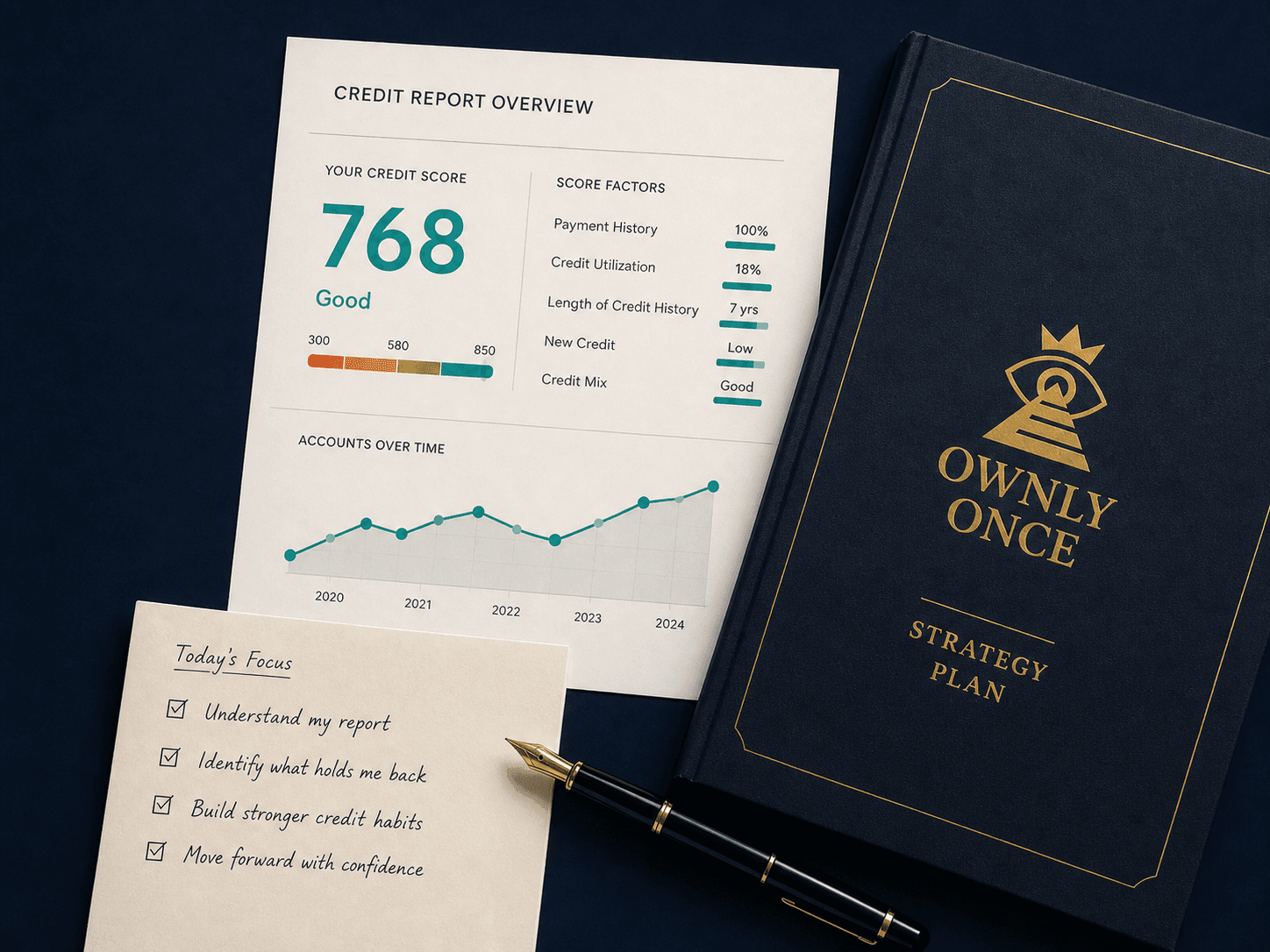 Ownly ONCE credit report and personal strategy plan