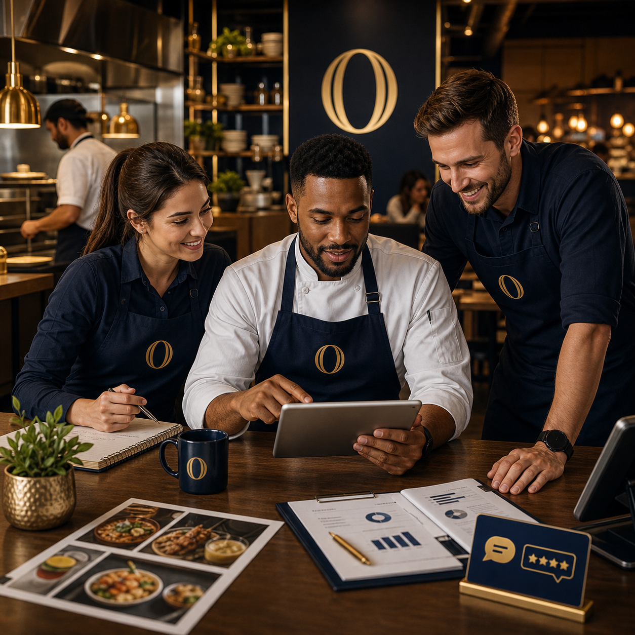 Restaurant owner reviewing growth options in a premium business marketplace setting