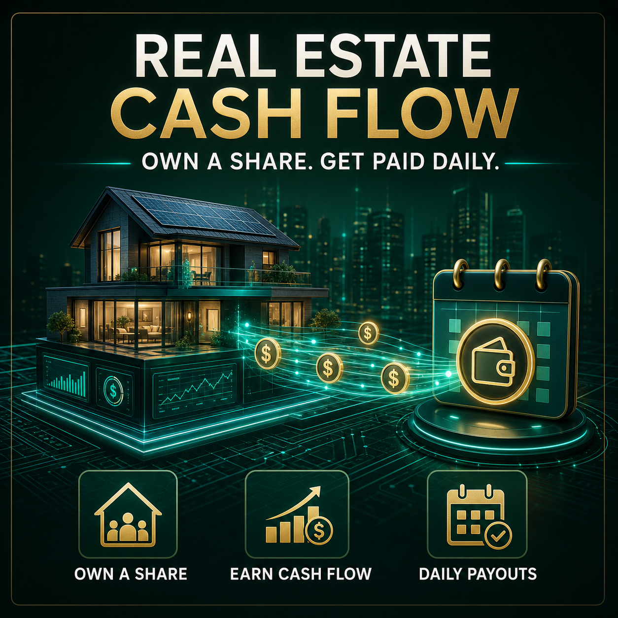 E-Estate real estate cash flow with daily payouts