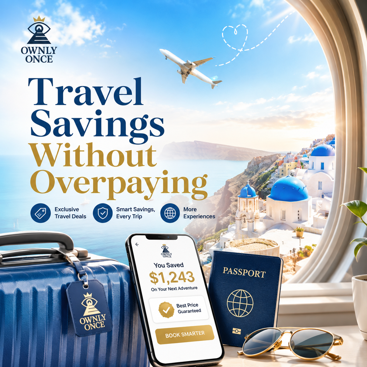 Ownly Global Travel marketplace visual for Travel Savings Without Overpaying